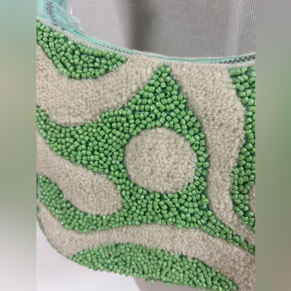 Viral Beaded Shoulder Bag - Lime Green and Cream - Made in India NWT - Picture 7 of 12